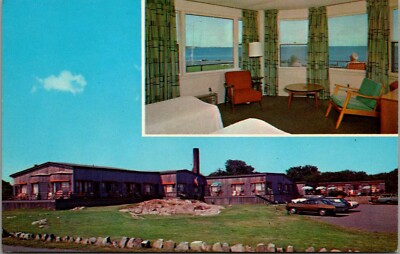 Postcard MA Gloucester, Moorland Motor Inn on the Ocean, Dual-View   U7