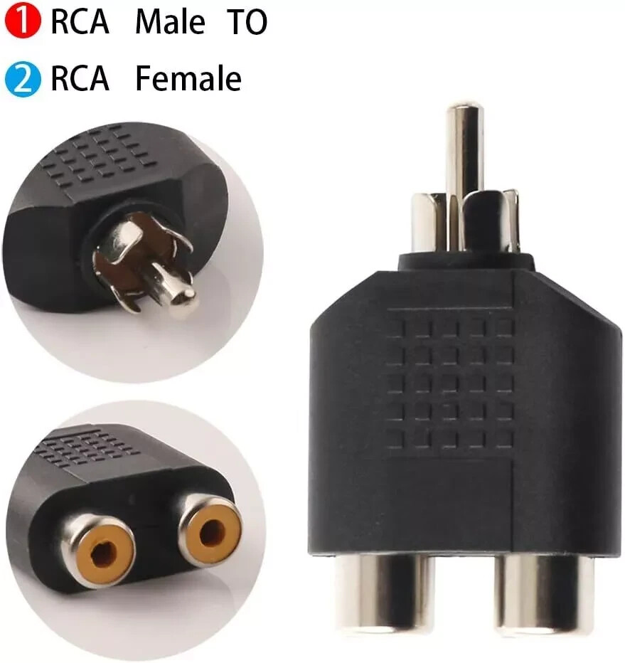 5x RCA Male Phono Y Cable Splitter 1 to 2 Converter Female Socket Audio Adapter