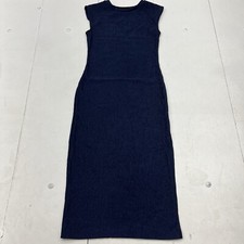 SHEIN Frenchy Navy Blue Side Slit Bodycon Dress Cap Sleeve Ribbed Women’s Size S