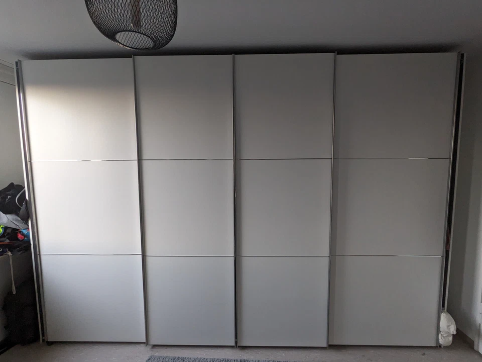 PAX ähnlicher Schrank mit Schiebetüren weiß grau 345(l)x62(b)x236(h), Korpus 58b