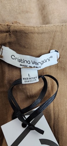 Cristina Vergani Dress 2-tier knee length linen blend NWT - Picture 2 of 6