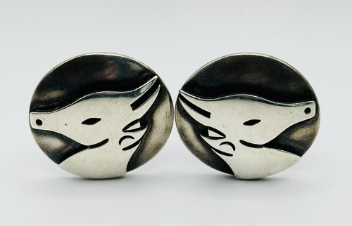 JOSE LUIS FLORES Sterling Horse Modernist Taxco Mexico Cufflinks, 1950s