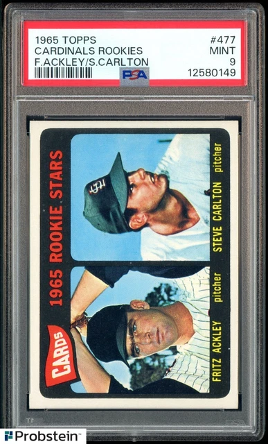 1965 Topps #477 Cardinals Rookies w/ Steve Carlton RC Rookie HOF PSA 9 MINT