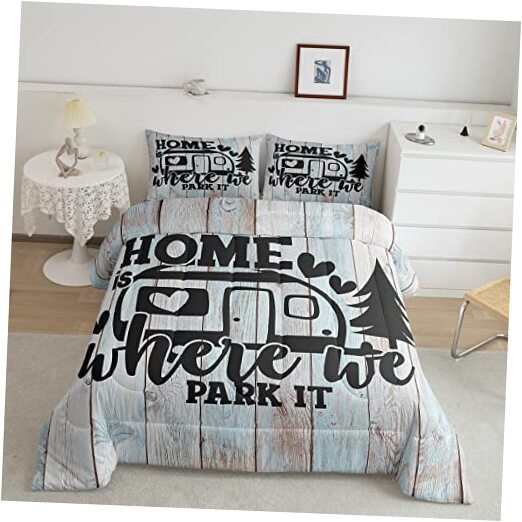 Farmhouse Rustic Camping Comforter Sets Size,Funny Home Where Full Camping 02