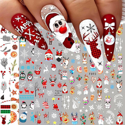 Nagelsticker Weihnachten,12 Blatt Nail Sticker Weihnachten, DIY Dekoration Nagel