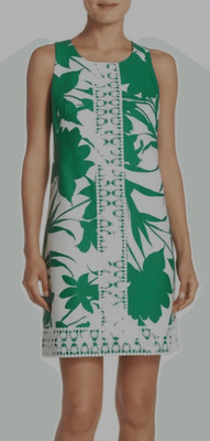 Eliza J Green White Crochet Floral Sleeveless Shift Dress 4
