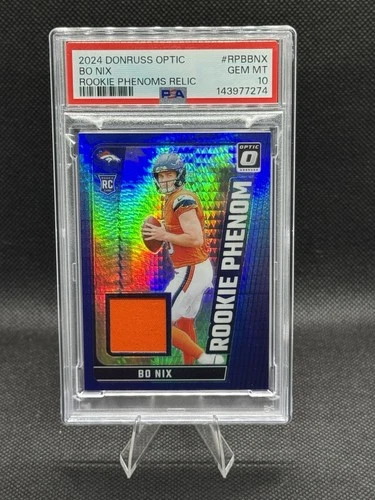 2024 Panini Donruss Optic - Rookie Phenom Bo Nix RPB-BNX Blue Hyper Prizm PSA 10