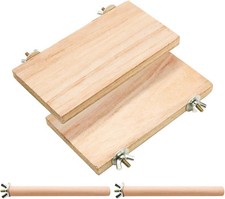 Natural Wood Bird Perch And Platform Set For Parrots Hamsters And Small Pets