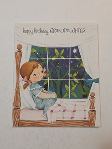 Vintage Happy Birthday Granddaughter Stars Greeting Card 