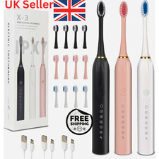 Rechargeable Sonic Toothbrush 3/4/8 Heads Pink White Black 6 Modes Oral Care