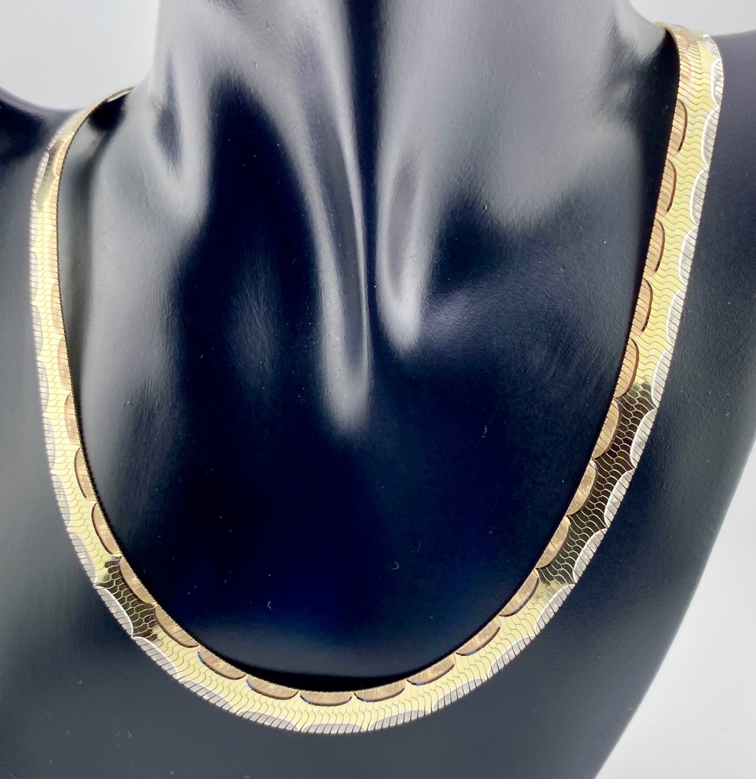 Milor Italy 925 Sterling Silver Gold-Tone Reversible Herringbone Necklace 18