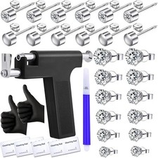 Self Ear Piercing Gun Kit 18 Pairs CZ Ear Stud Salon Home