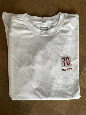 T-Shirt MARKER Bindings NEU weiß 70 yrs Jubiläum TOP L M 54 Ski Bindungen Alpen