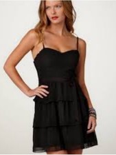 American Eagle, outfitters Black Tiered Sweetheart Bust Spaghetti-Strap Dress