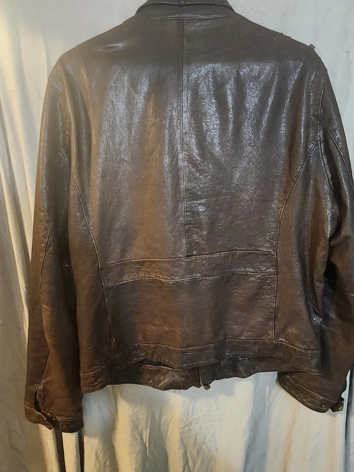 Chaqueta de cuero marrón Rogue L/E Foto 4 de 4