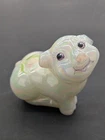 Fenton Hand Painted Opalescent Glass Pig Figurine Signed Sue B