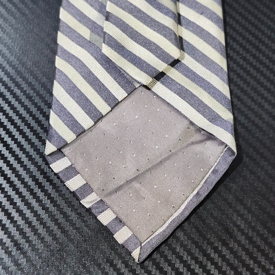 Lamberti Silver/Gray Diagonal Stripped 100% Silk Repp Tie image 5