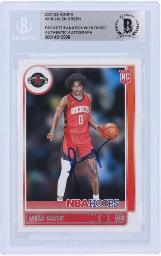 Jalen Green Houston Rockets Signed 2021-22 Panini NBA Hoops #218 BAS Rookie Card