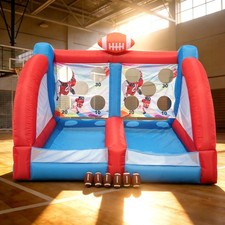 12.7FT Inflatable Football Toss Game w/Blower Balls Outdoor Game for Kids Adults