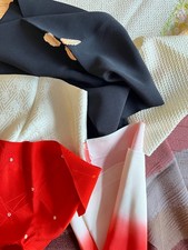 Fabric remnant craft bundle silk kimono assorted shibori printed soft; 6 pc CB7