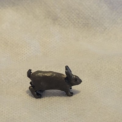 1950 s VINTAGE LEAD METAL GRAY rabbit FIGURINE MINIATURE jumping! johillco