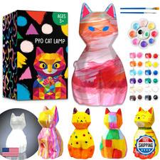 Funzbo Paint Your Own Cat Lamp Kit - Arts And Crafts Supplies Kitten Painting