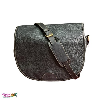 Vintage BREE Black Pebbled Leather Crossbody Messenger Bag Adjustable Strap