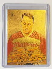 Joey Chestnut Gold Plated Artist Signed "Easting Champion" Trading Card 1/1