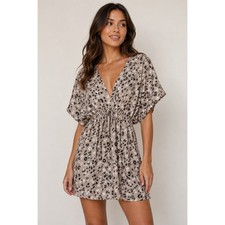 V-Neck Leopard Print Mini Dress MEDIUM