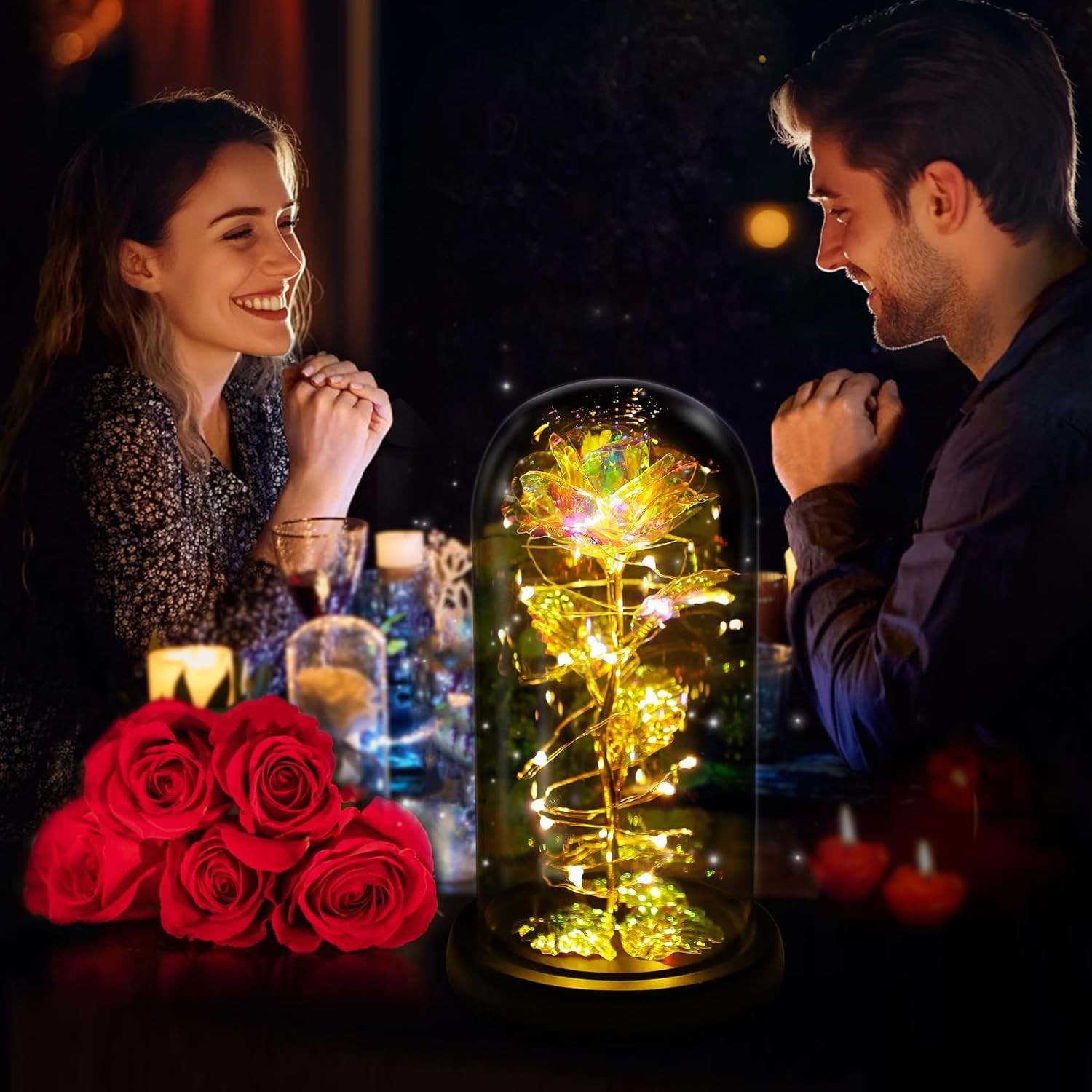 Illuminated Glass Dome Rose - Ideal Gift for Women on Any Occasion