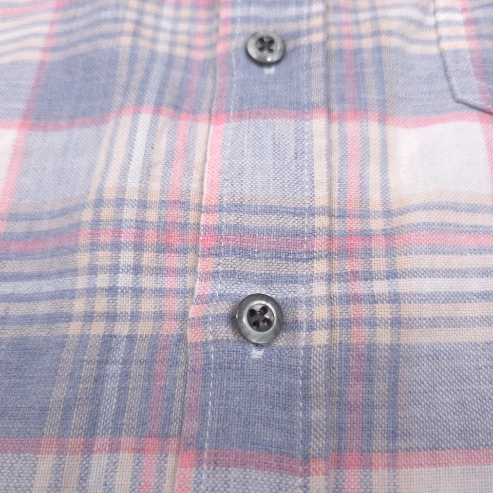 $148 Rails Wyatt Cobalt Flamingo Melange Plaid Flannel Shirt Mens Size Small - Image 4 of 4