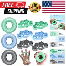 Grip Strength Trainer, Finger Exerciser, Forearm Strengthener 9-Piece Kit, Ha...