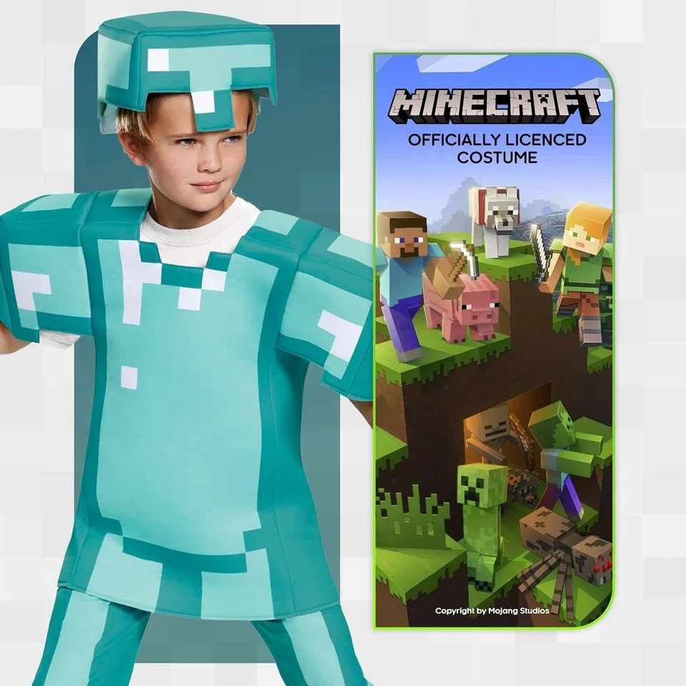 Auténtico Disfraz Minecraft Diamante Armadura Niños - Perfecto para la Diversión de Halloween Foto 4 de 4