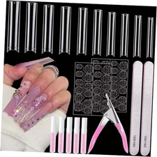 500 Pcs Square Nail Tips,  Long Nail Tips for Acrylic Nails Square Nail Tip Kit