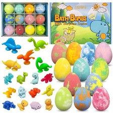 Easter Bath Bombs for Kids with Surprise Toys Inside, 12 Pack Dino Egg Bath B...