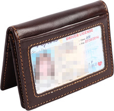 RFID Mens Slim Front Pocket Wallet Genuine Leather Bifold Id/Credit Card Holder