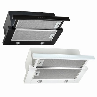 Ausziehbare Flachschirm Einbau-Dunstabzugshaube Schwarz Weiß Abluft,Umluft,60 cm