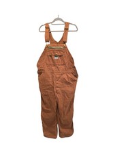 Liberty Bib Overalls Men's 44x28 Brown Duck Canvas Carpenter Damaged