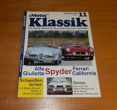 Motor Klassik 11/1991, schweißen lernen, Ford Capri RS, MG B, Renault 4 CV.