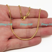 Genuine 18K Gold Filled Italian Round Snake Chain Necklace, Many Length/Width