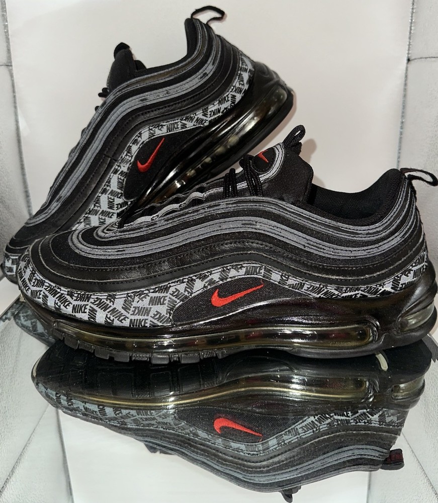 Nike Air Max 97 AOP Black Red 3M Reflective Logo Mens Size 10.5 AR4259