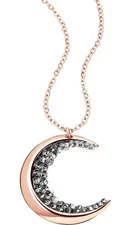 MignonandMignon Rose Gold Crystal Crescent Moon Necklace 18"