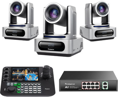 PTZ Camera and Controller Bundle - 4K NDI PTZ Camera(3Pcs) 20X Zoom AI Tracking