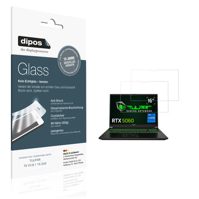 2x Schutzfolie für TULPAR T6 V3.8.1 16 Zoll - Anti-Shock 9H Folie dipos Glass