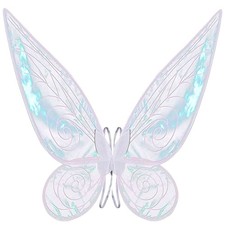ZEXILILA Adult Fairy Wings, Shiny Transparent Princess Large, White