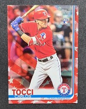Carlos Tocci 2019 Topps Series 2 Independence Day /76 Rookie #649 RANGERS