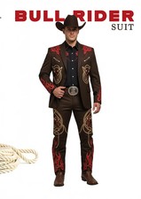 Embroidered Bull Rider Cowboy Suit Western Brown Men s Blazer Pants Set outfit