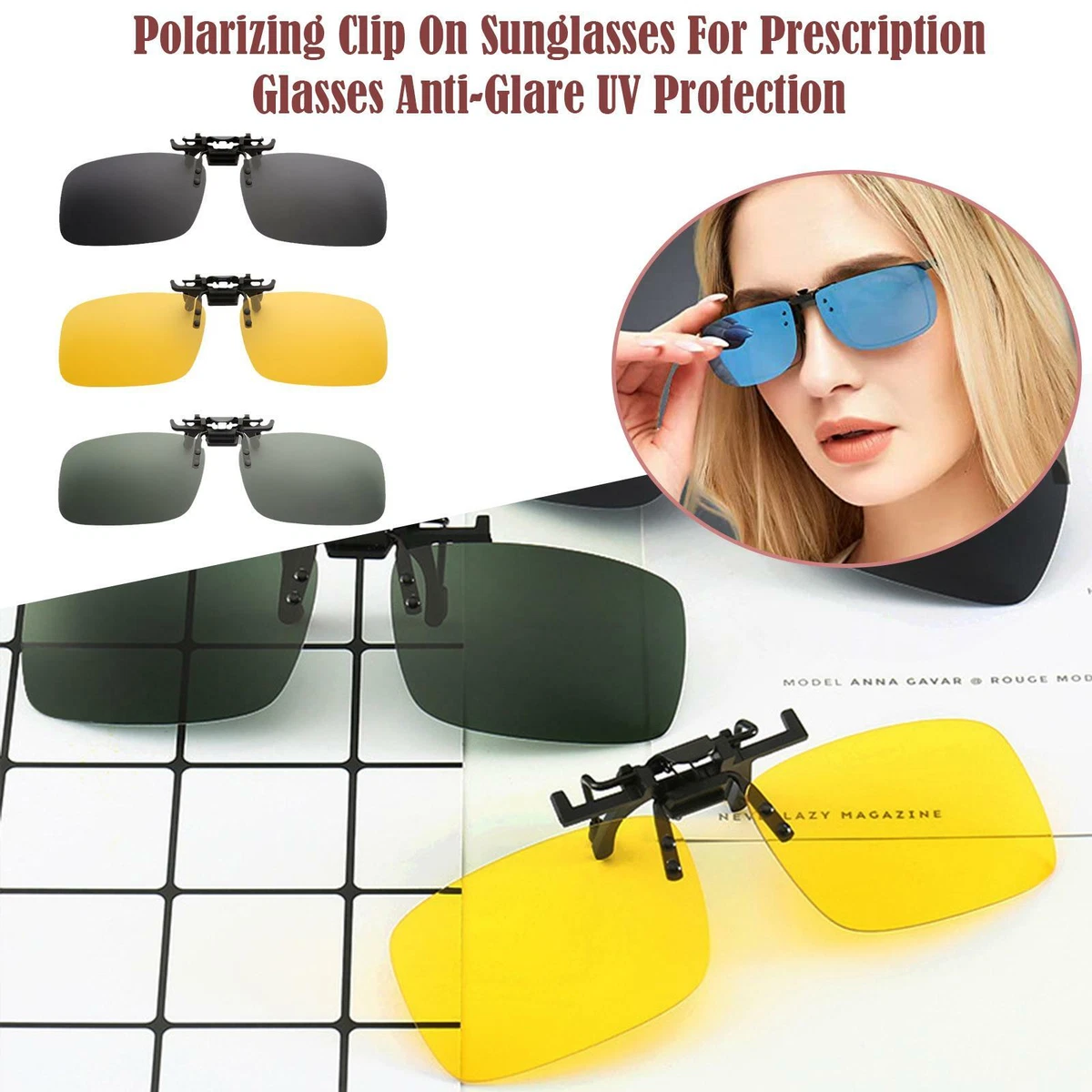 Unisex Sunglasses Clip On Flip Up Driving Glasses Sun Holiday Mens WomenHOT