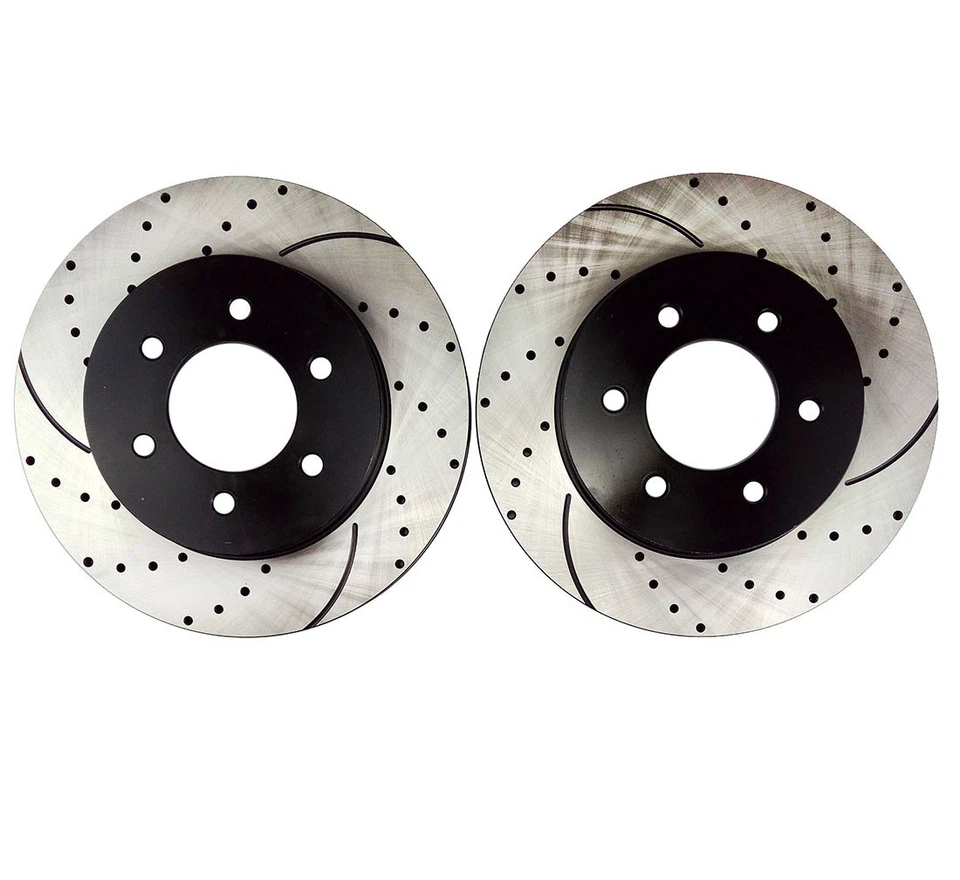 Front Drilled Brake Rotors and Ceramic Pads for 2004 - 2007 2008 Ford F-150 4WD Foto 2 de 4