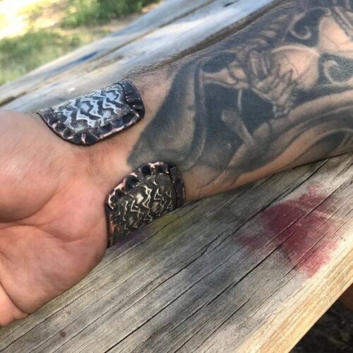 Bat Sterling Silver Bracelet Gothic Copper Cuff Goth Mans Rustic Punk Biker 925 - 第 4/11 張圖片